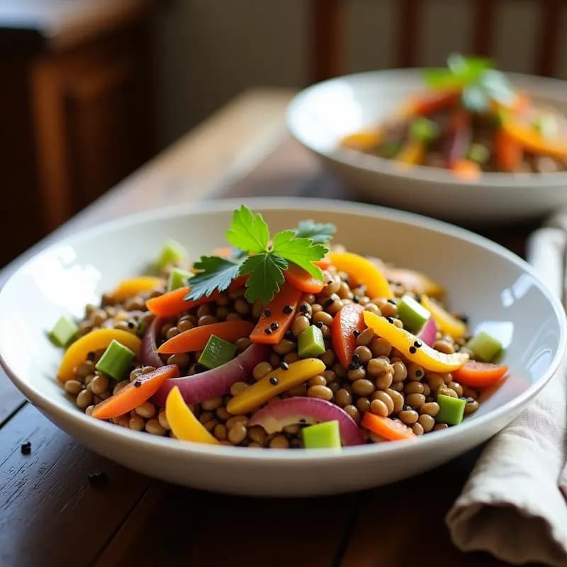 Ensalada de Lentejas con Vinagreta de Tamarindo y Jengibre: Receta India Vegana y Desintoxicante