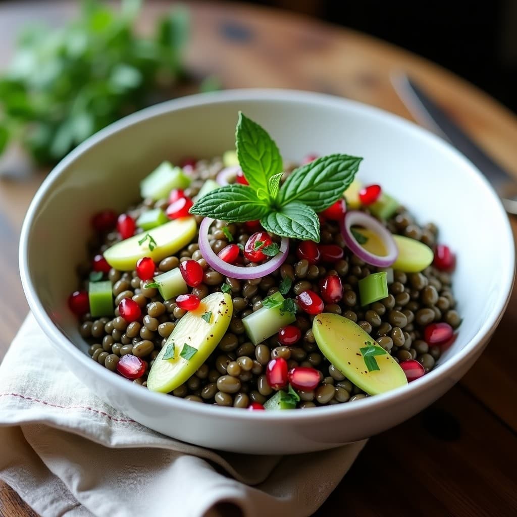 Ensalada de Lentejas Verdes con Hinojo y Vinagreta de Mostaza de Granada: Receta en Thermomix