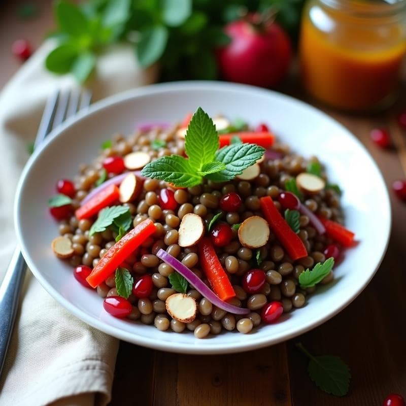 Ensalada de Lentejas con Vinagreta de Granada y Menta: Receta Turca y Refrescante