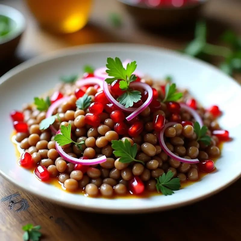 Ensalada de Lentillas y Granados con Vinagreta de Sumac: Receta Libanesa Depurativa en 10 Minutos