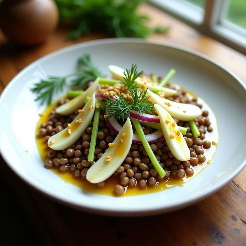 Ensalada de Lentillas y Hinojo con Vinagreta de Mostaza y Miel: Receta Alemana Keto en 12 Minutos