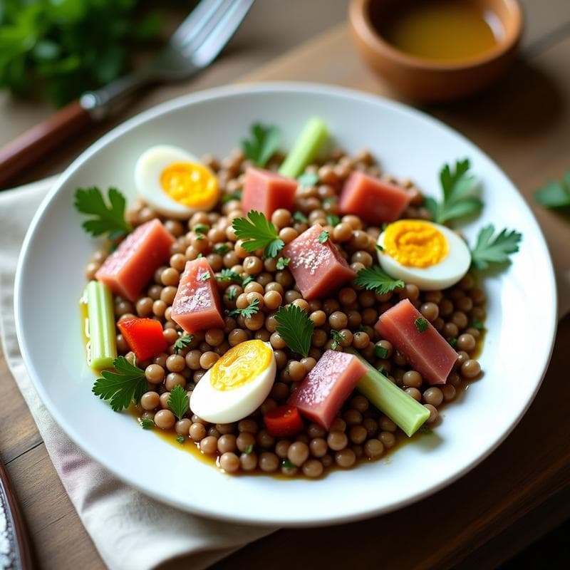 Ensalada de Lentillas y Ventresca con Vinagreta de Mostaza: Receta Española Alta en Omega-3