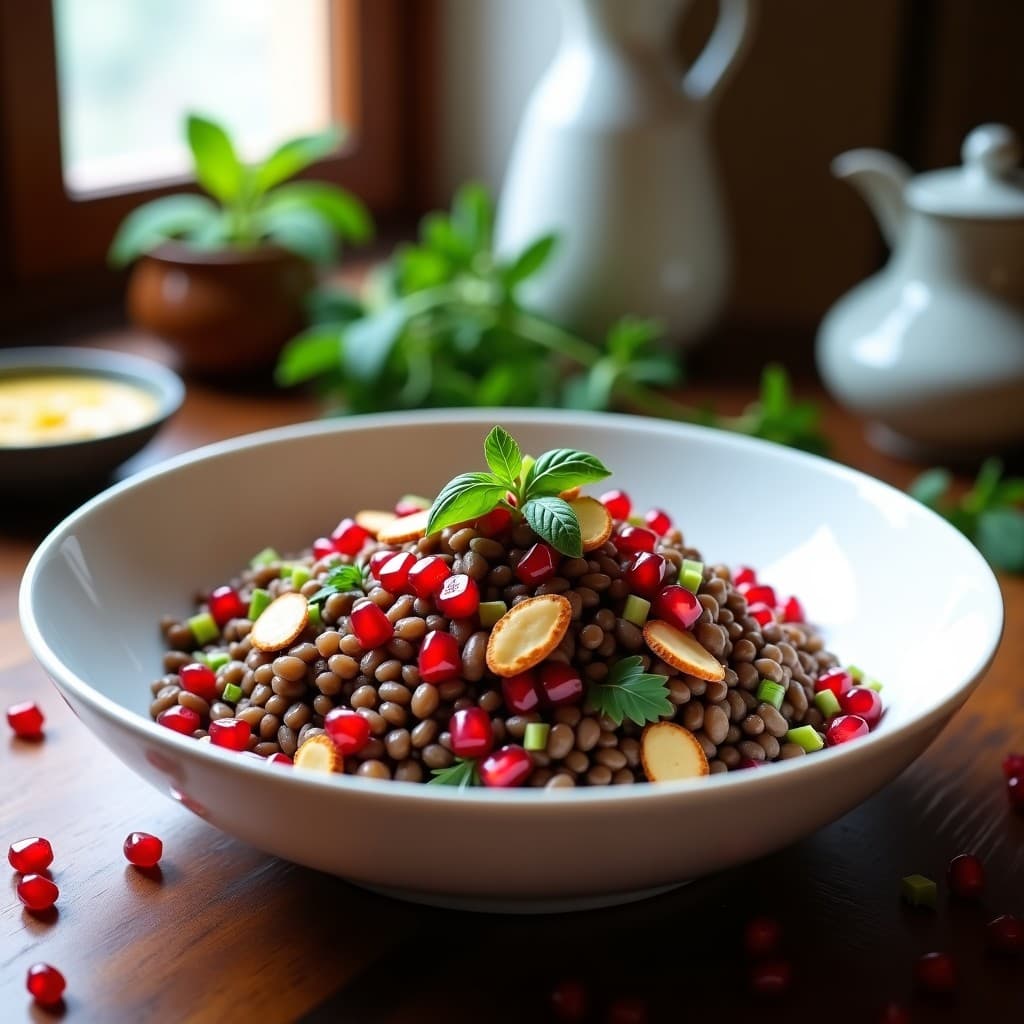 Ensalada de Lentillas con Vinagreta de Granado y Comino: Receta Turca Alta en Hierro