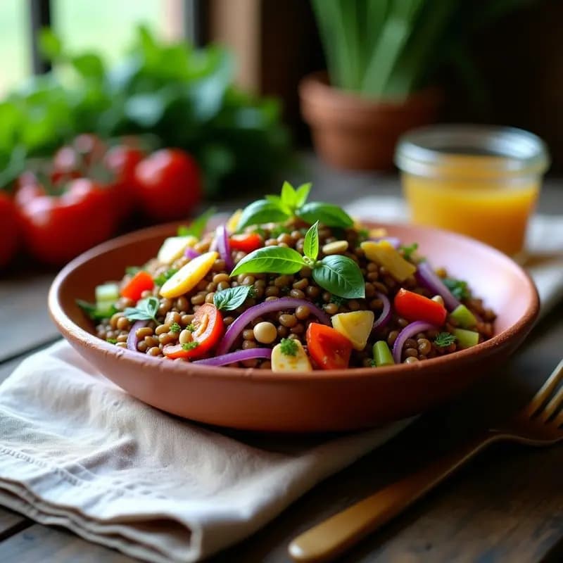 Ensalada de Lentillas con Vinagreta de Mostaza y Miel: Receta Española Vegana y Económica