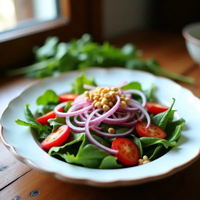 Ensalada de Lichi y Rúcula con Vinagreta de Limón Kaffir: Receta Tailandesa Vegana y Fresca