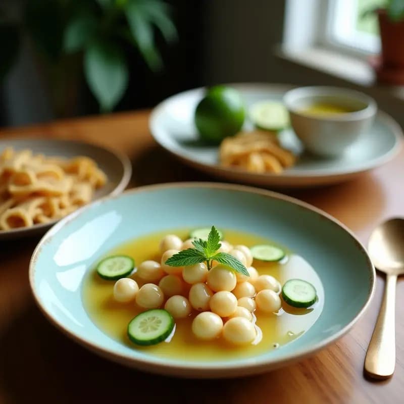 Ensalada de Litchi y Pepino con Vinagreta de Sésamo y Lima: Receta Peruana Refrescante