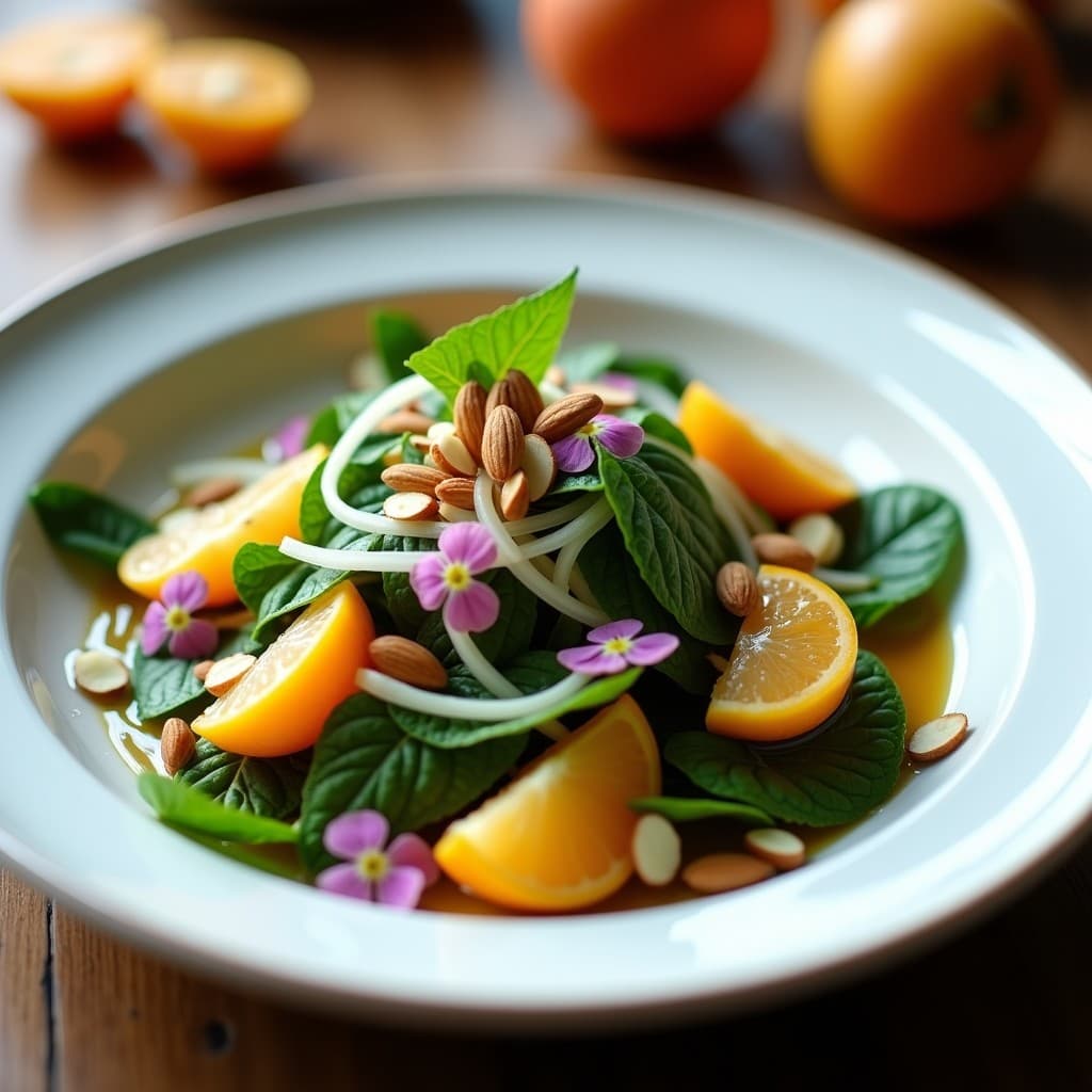 Ensalada de Lúculo y Níspero con Vinagreta de Vinagre de Sidra: Receta Romana Antigua Vegana