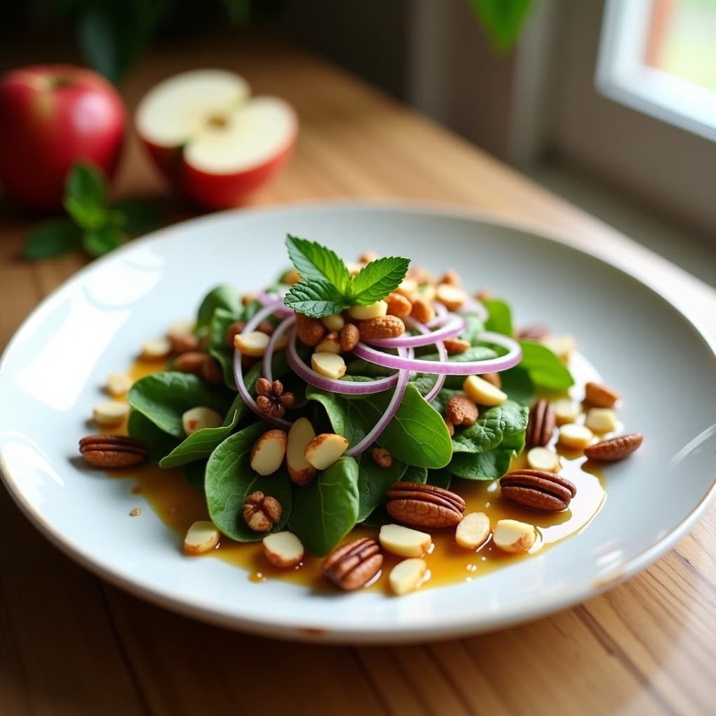Ensalada de Mache y Frutos Secos: Receta Francesa con Vinagreta de Vinagre de Manzana y Miel