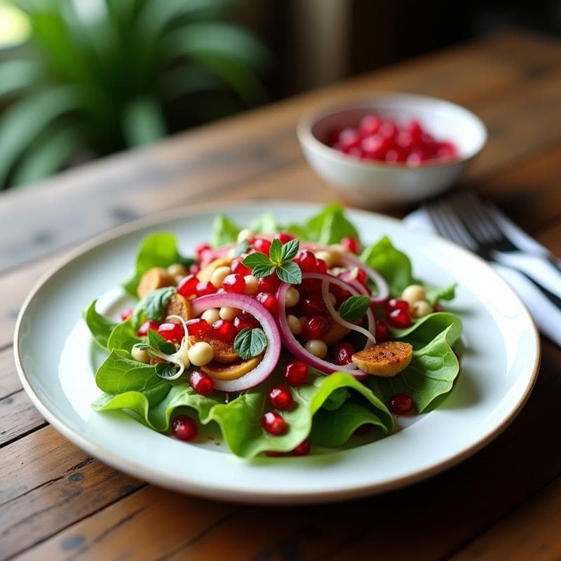 Ensalada de Mache y Granadas con Vinagreta de Mostaza de Dijon: Receta Francesa y Antioxidante
