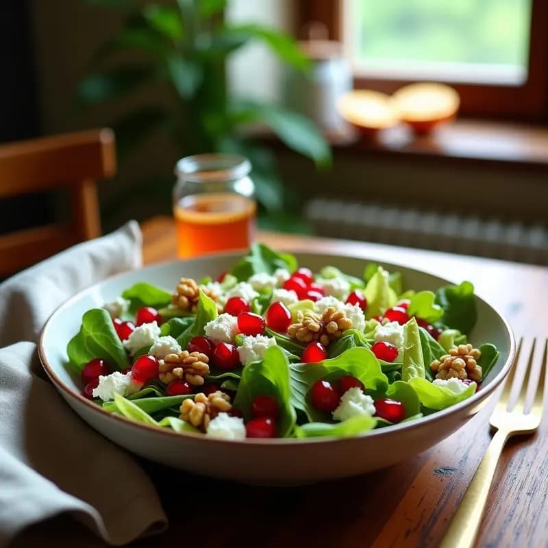 Ensalada de Mache y Granados con Vinagreta de Vino de Naranja: Receta Francesa Keto