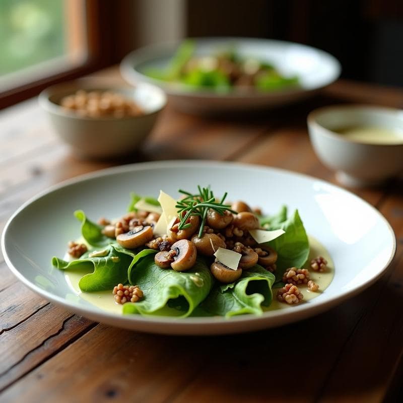 Ensalada de Mache y Níscalos con Vinagreta de Trufa Blanca: Receta Francesa de Otoño