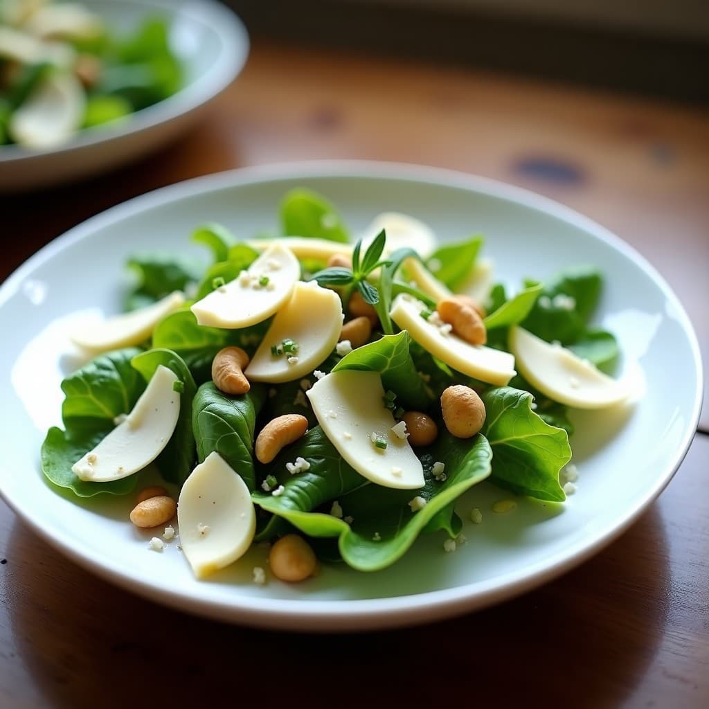 Ensalada de Mache con Vinagreta de Trufa y Virutas de Parmesano Vegano: Receta Francesa Gourmet