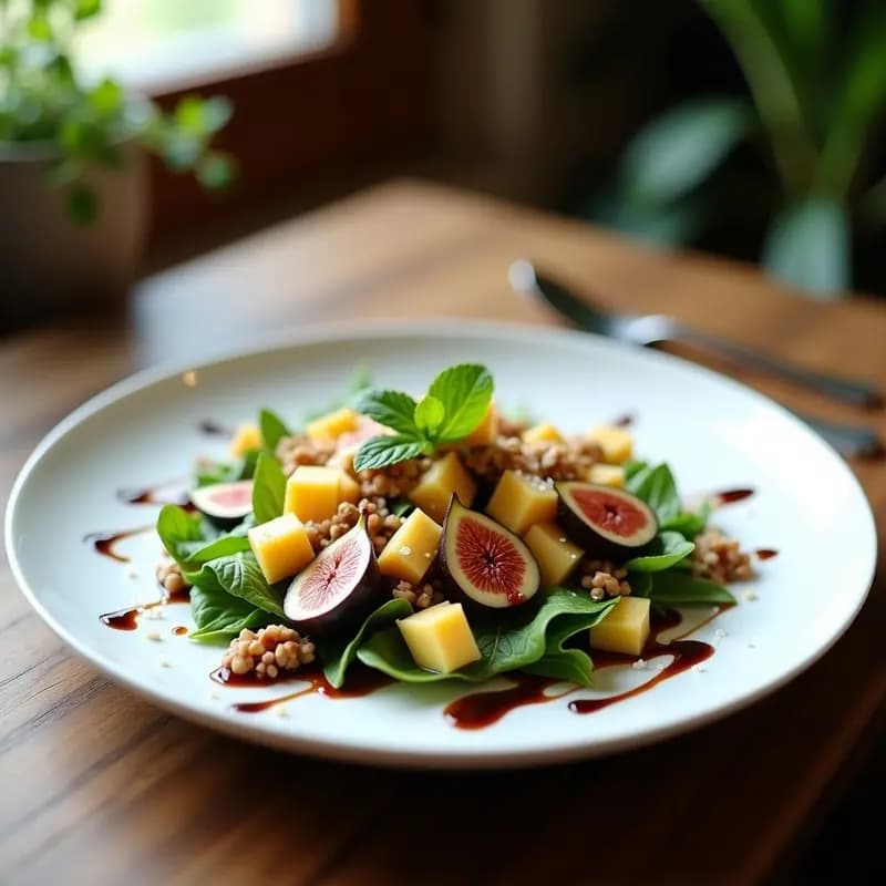 Ensalada de Machego con Higos Asados y Reducción de Vinagre de Módena: Receta Perdiz Española Gourmet