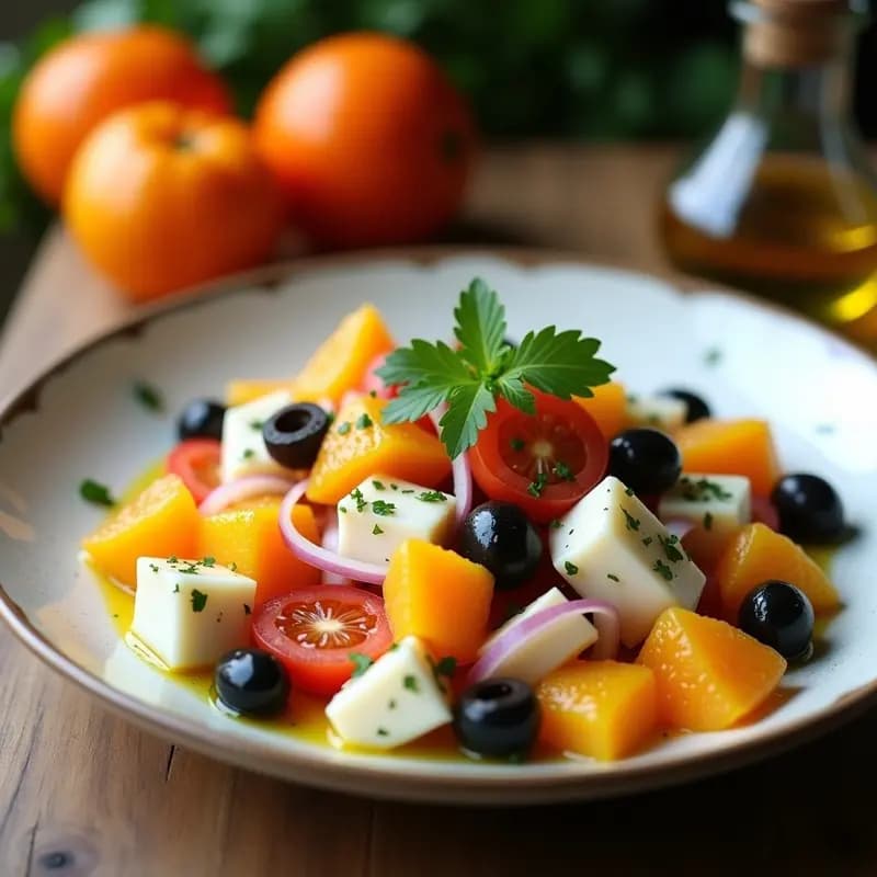 Ensalada malagueña de naranja amarga y bacalao: Entrante fresco con toques cítricos