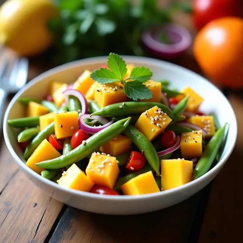 Ensalada de Mango y Edamame con Aliño de Cítricos y Cilantro: Receta Fresca y Nutritiva