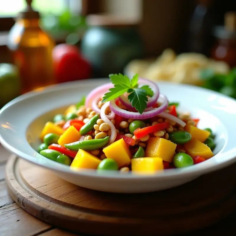 Ensalada de Mango Maduro y Edamame con Aliño de Lima y Miel: Receta Tailandesa Fresca y Proteica