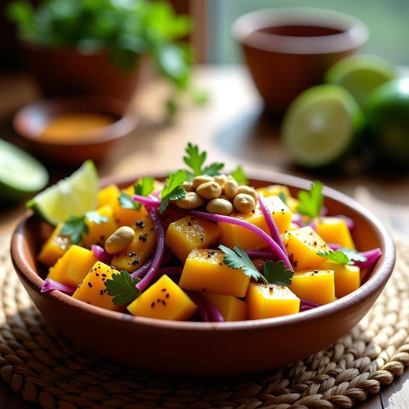 Ensalada de Mango y Flor de Jamaica con Aderezo de Tamarindo: Receta Veraniega Mexicana