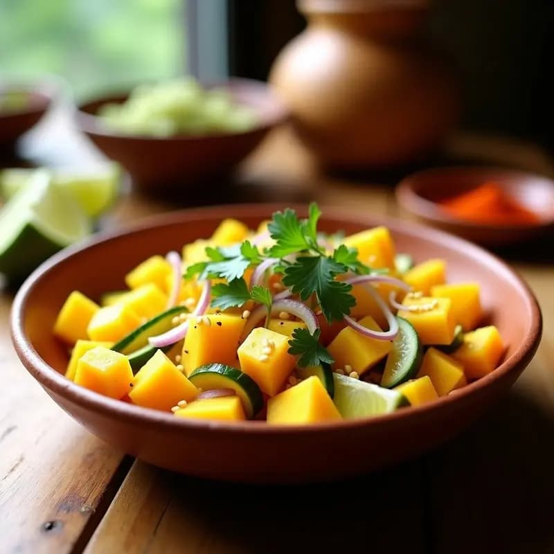 Ensalada de Mango y Pepino con Limón y Chile: Receta Mexicana Vegana y Refrescante