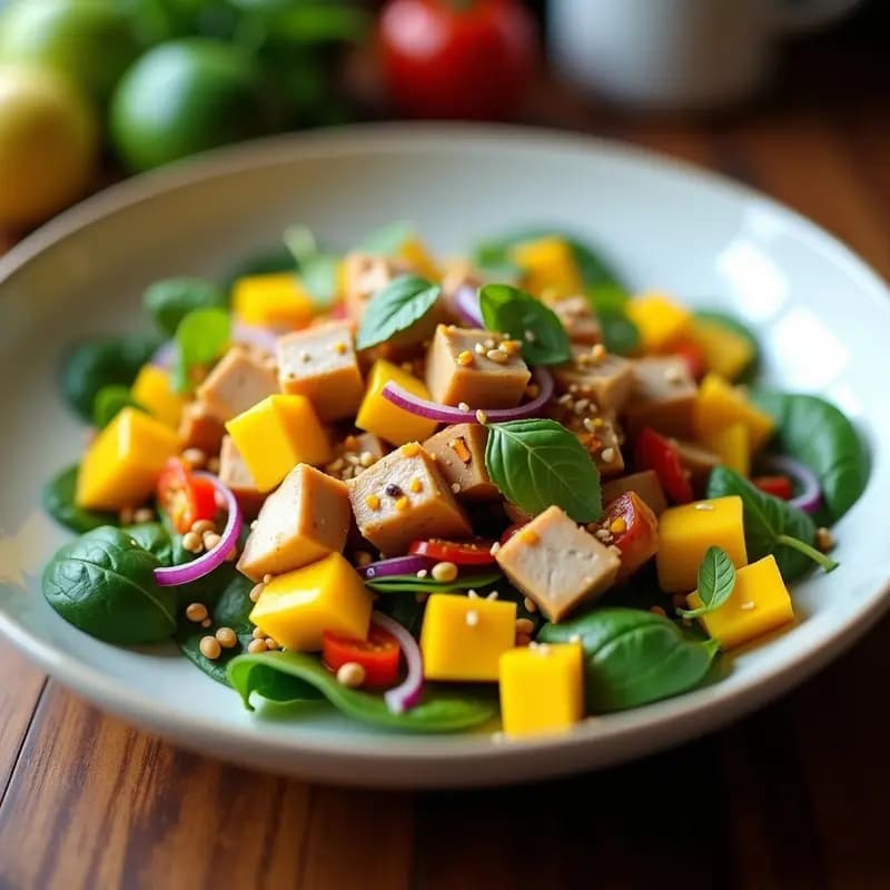 Ensalada de Mango y Ventresca con Vinagreta de Cúrcuma: Receta Peruana Fresca y Nutritiva