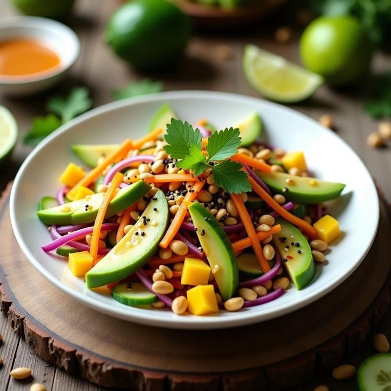 Ensalada de Mango Verde y Cacahuate: Receta Tailandesa con Vinagreta de Lima y Chile