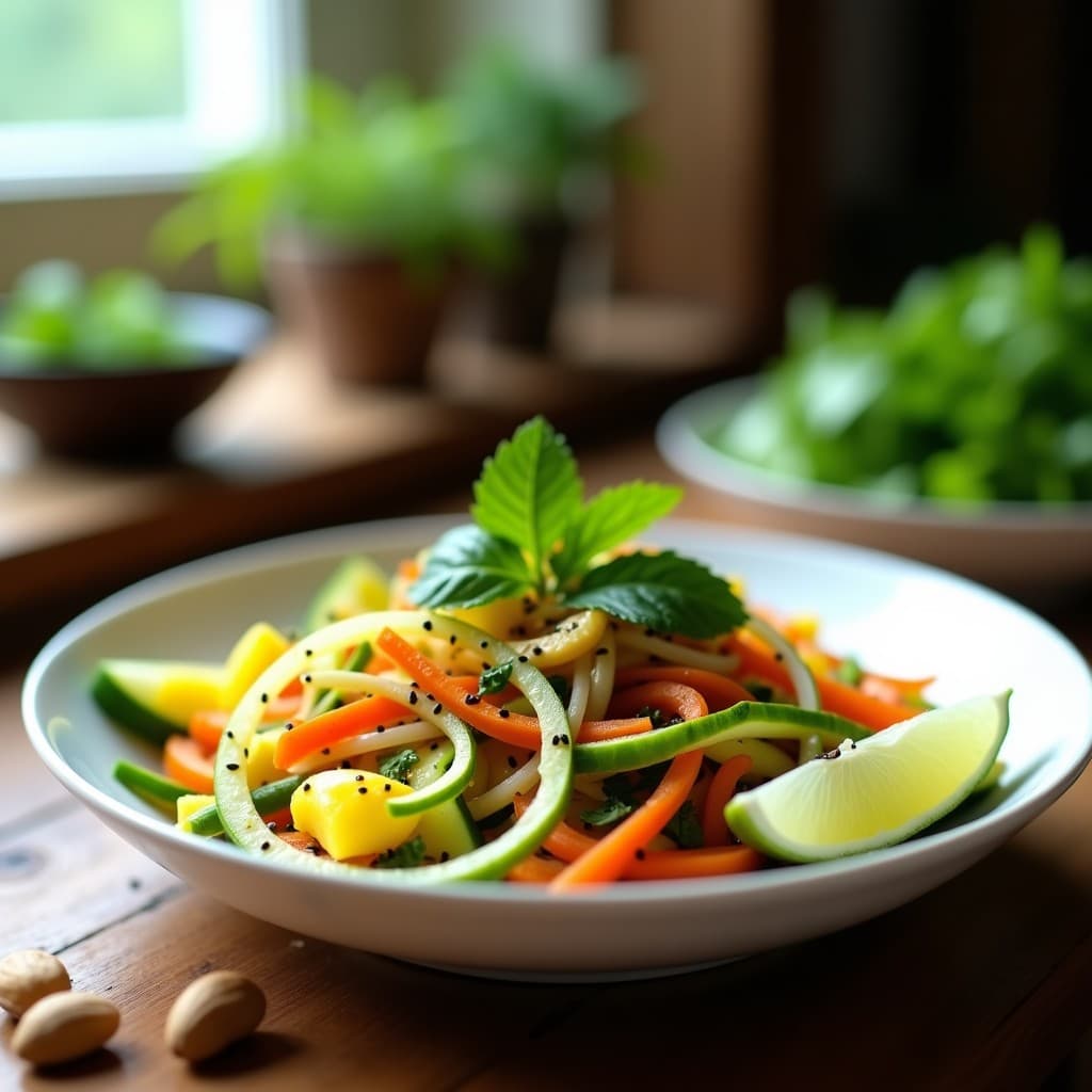 Ensalada de Mango Verde, Cacahuete y Hierba Limón: Receta Vietnamita Picante y Refrescante