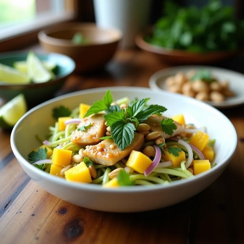 Ensalada de Mango Verde y Cacahuetes con Aderezo de Limón y Pescado: Receta Vietnamita