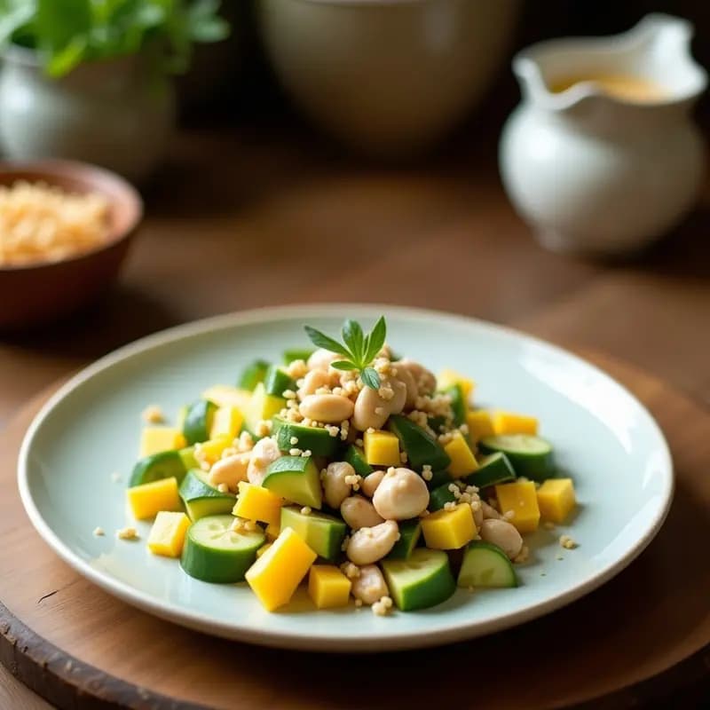 Ensalada de Mango Verde y Cangrejo con Aderezo de Leche de Coco: Receta Tailandesa Fresca