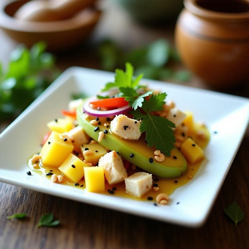 Ensalada de Mango Verde y Cangrejo con Vinagreta de Limón Kaffir: Receta Vietnamita Fresca