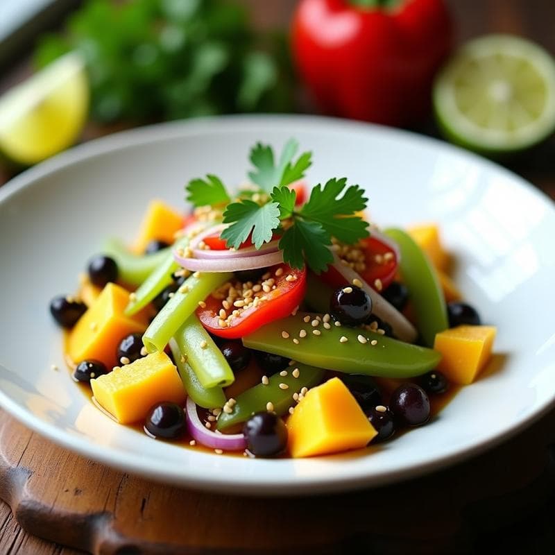 Ensalada de Mango Verde y Caraotas Negras: Receta Venezolana con Toque Picante