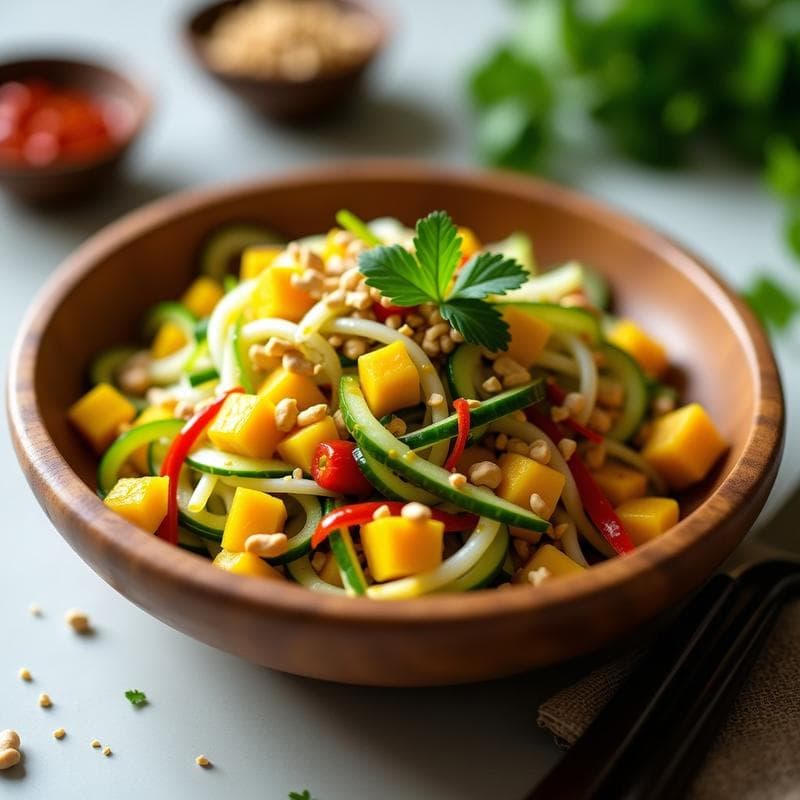 Ensalada de Mango Verde y Hertzogi: Receta Sudafricana con Vinagreta de Tamarindo y Chile
