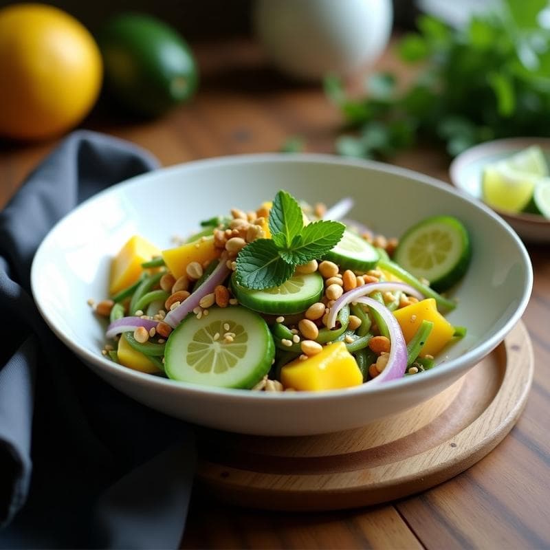 Ensalada de Mango Verde y Pepino con Aliño de Tamarindo y Chili: Receta Vietnamita