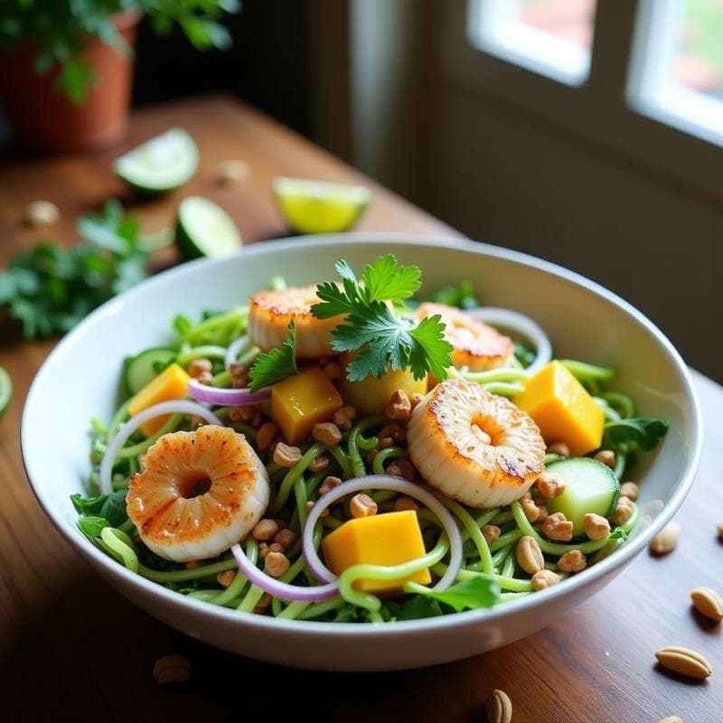 Ensalada de Mango Verde y Zamburiñas: Receta Tailandesa con Toque Ciudadano en 12 Minutos