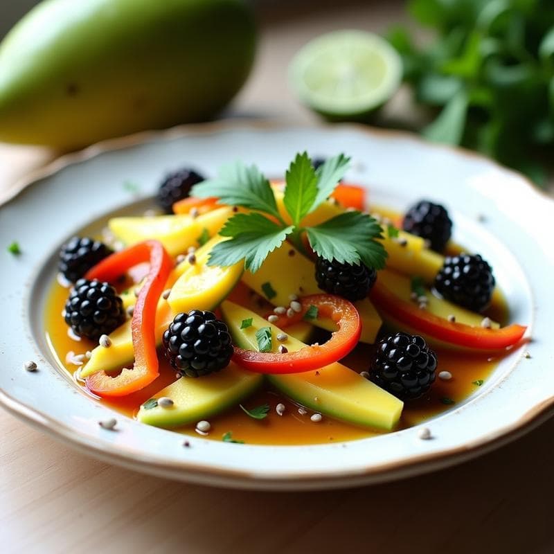 Ensalada de Mango Verde y Zarzamora con Vinagreta de Tamarindo: Receta Mexicana Refrescante