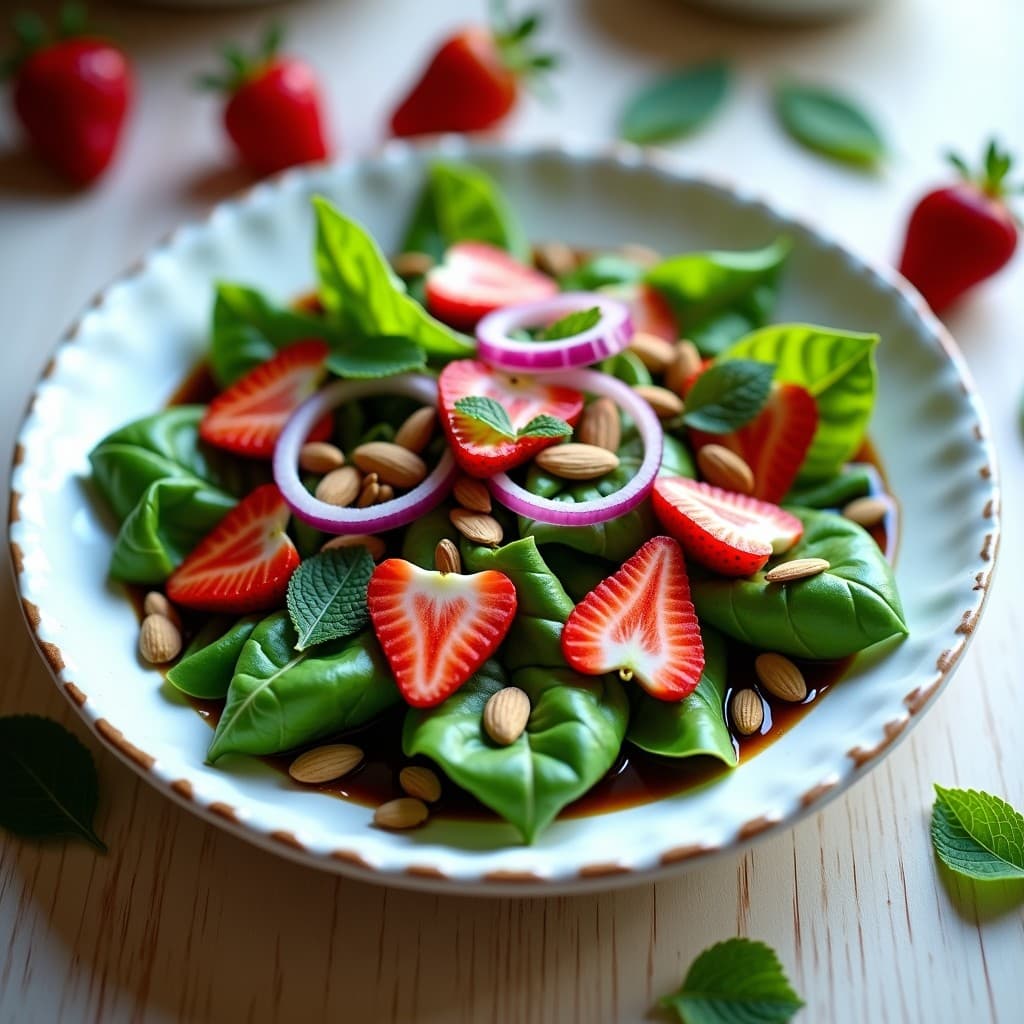Ensalada de Mangold y Fresas con Vinagreta de Vinagre Balsámico: Receta Vegana y Baja en Calorías