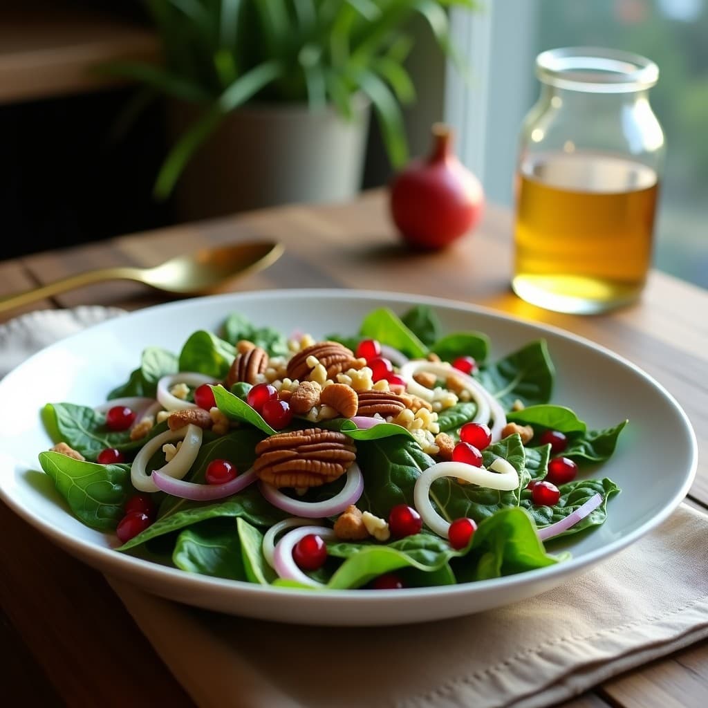 Ensalada de Mangold y Granada con Vinagreta de Mostaza de Dijon: Receta Suiza Sin Cocción