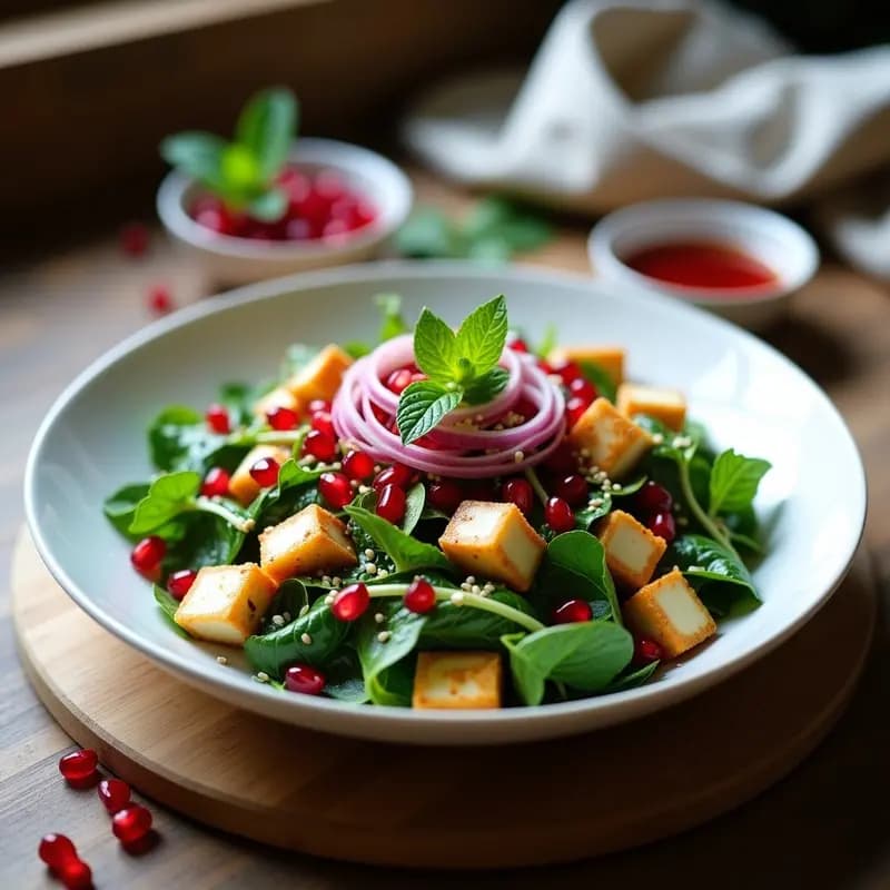 Ensalada de Mangold con Vinagreta de Granada y Queso Halloumi: Receta Libanes Rápida