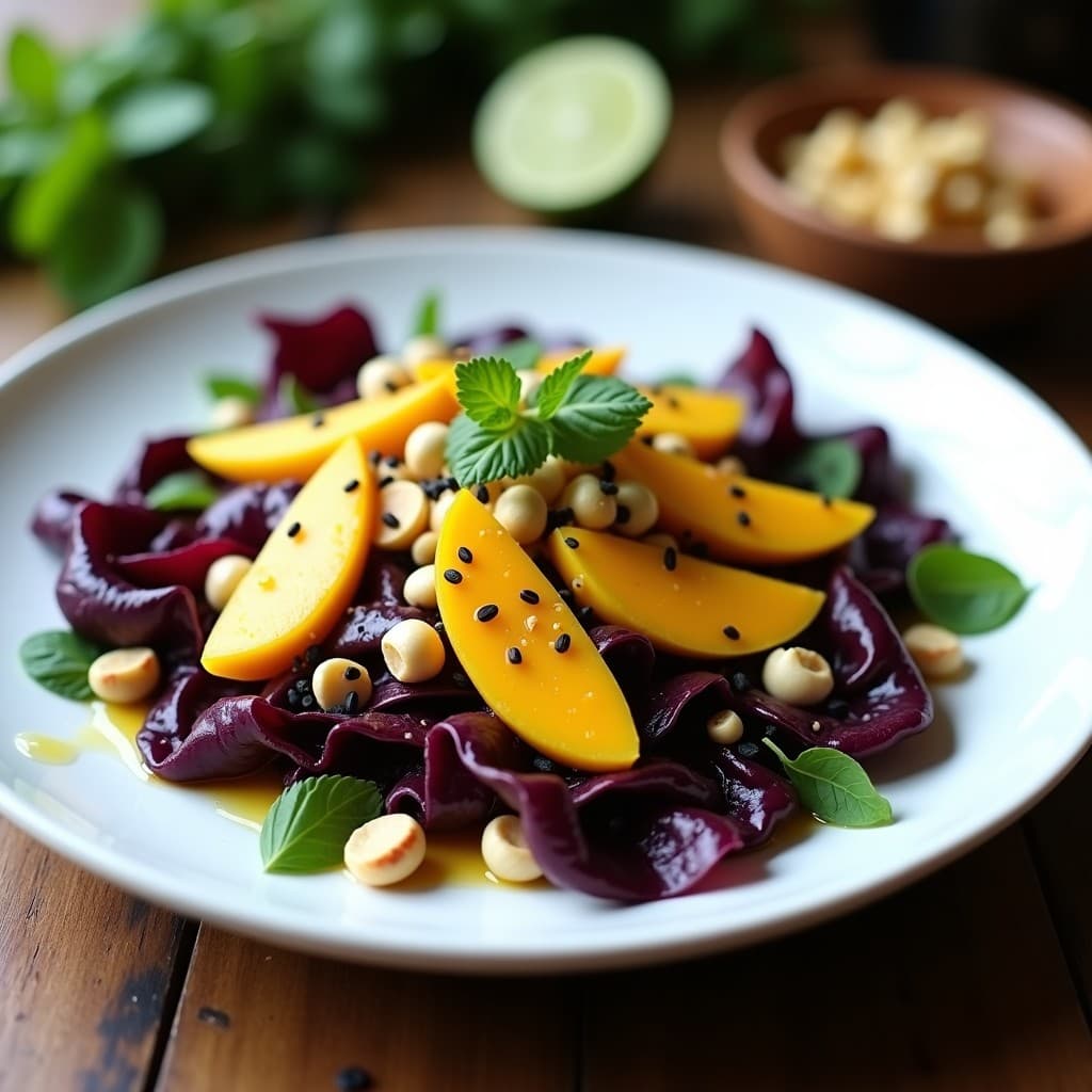 Ensalada de Mangostán y Nueces de Macadamia con Vinagreta de Lima: Receta Tailandesa Detox