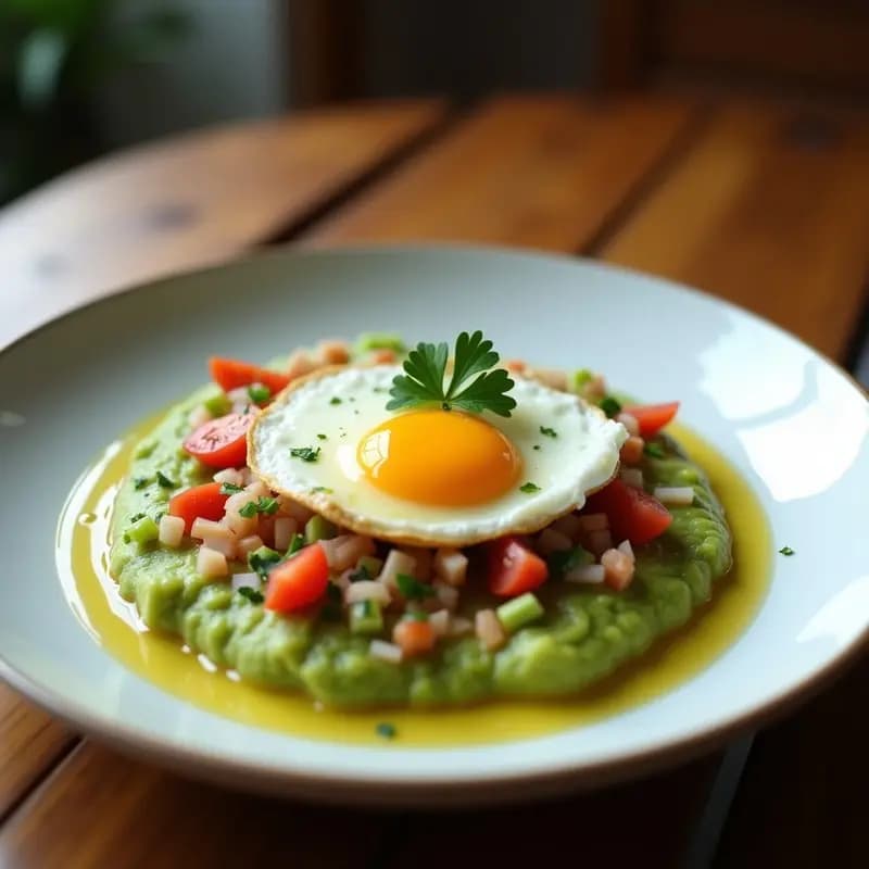 Ensalada de Mangú con Huevo Poché y Vinagreta de Limón: Desayuno Dominicano Proteico
