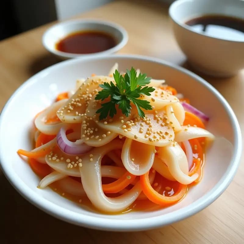 Samoo Saeng: Ensalada de Medusas Coreana con Vinagreta de Sésamo y Rábanos