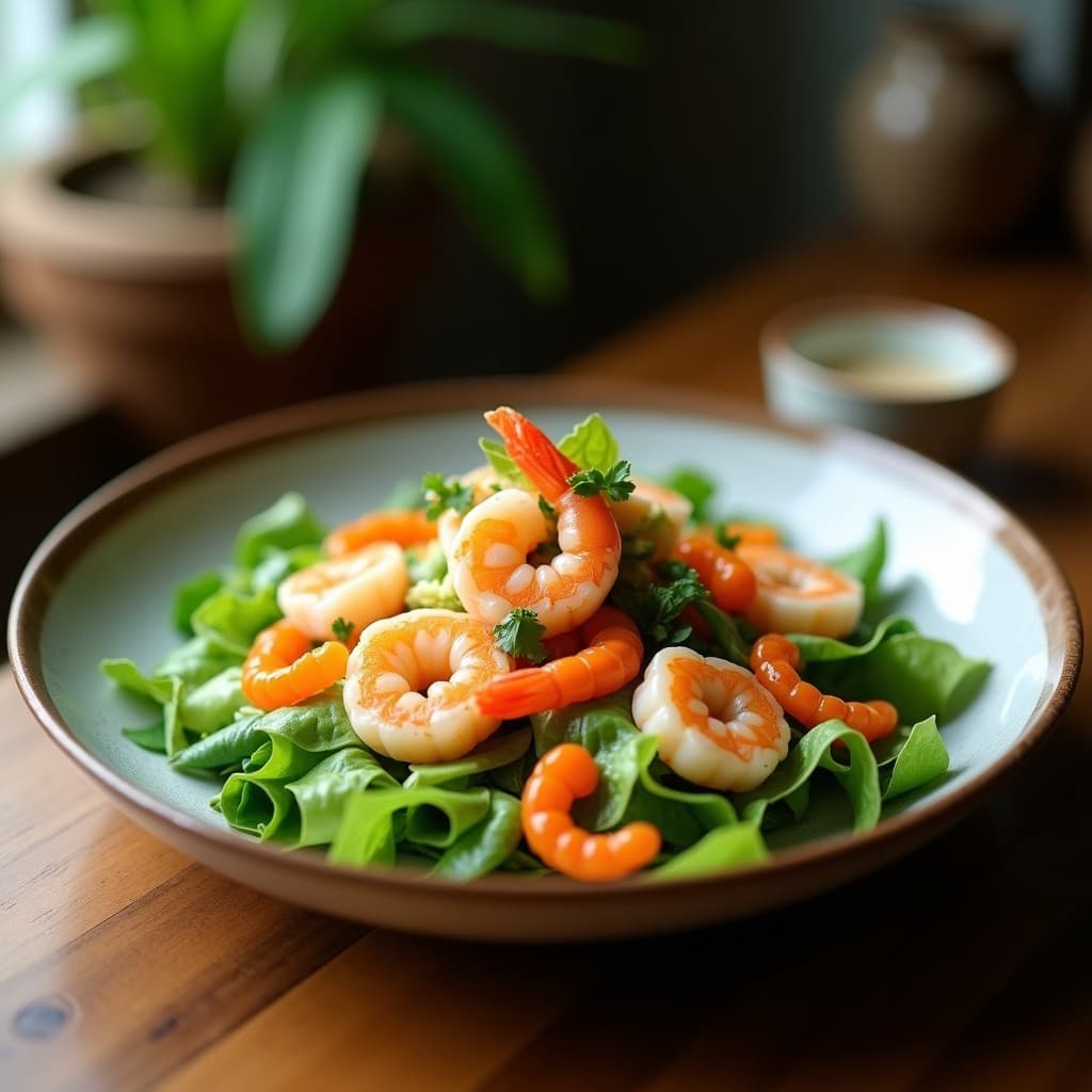 Ensalada de Melón Amargo y Gambas con Vinagreta de Tamarindo: Receta Tailandesa Picante y Refrescante