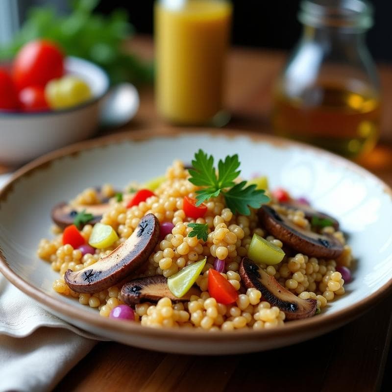 Ensalada de Mijo y Champiñones Portobello con Vinagreta de Mostaza: Receta Sin Gluten