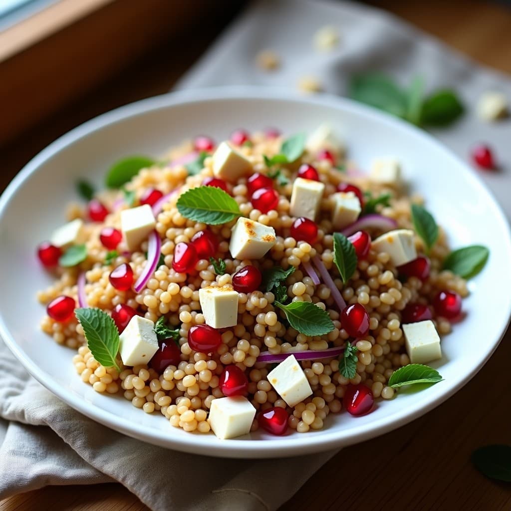 Ensalada de Mijo con Granadas y Queso Feta: Receta Persa Fresca y Alta en Fibra