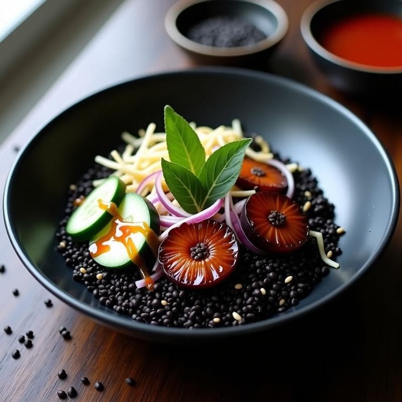 Ensalada de Mijo Negro y Ciruelas con Vinagreta de Vinagre de Umeboshi: Receta Japonesa Detox