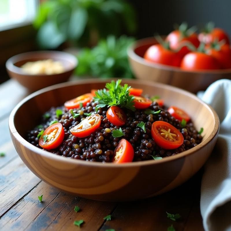 Ensalada de Mijo Negro y Pimiento del Padrón con Vinagreta de Sidra: Receta Española Vegana