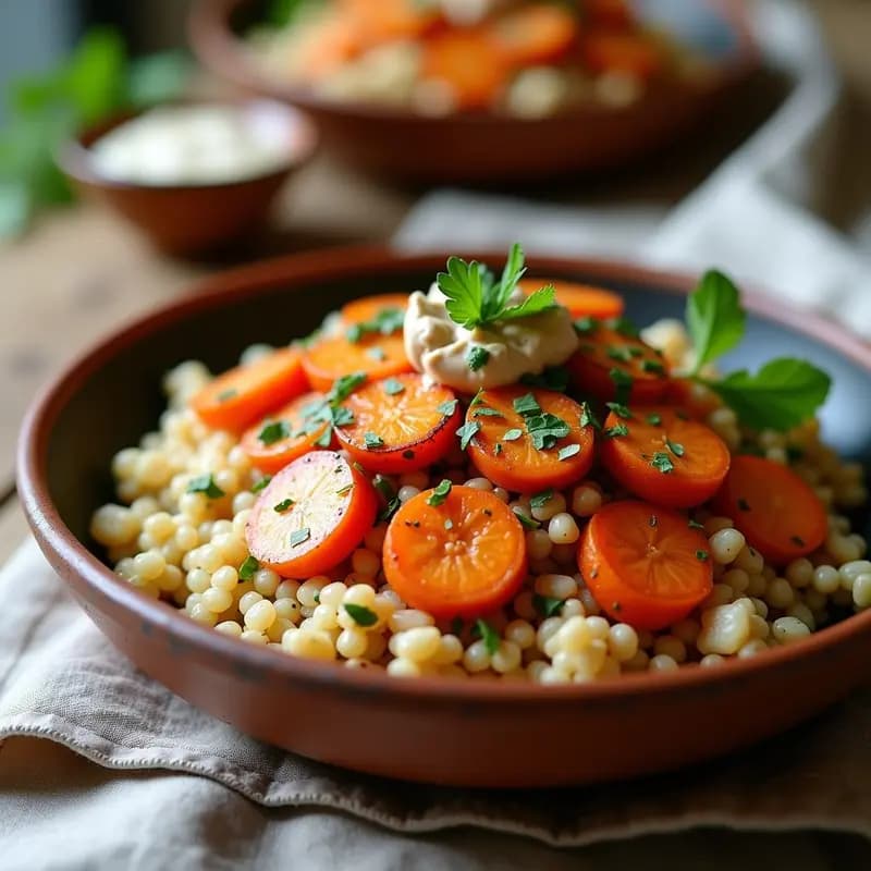 Ensalada de Mijo con Zanahoria Asada y Aderezo de Tahini: Receta Vegana y Alta en Fibra