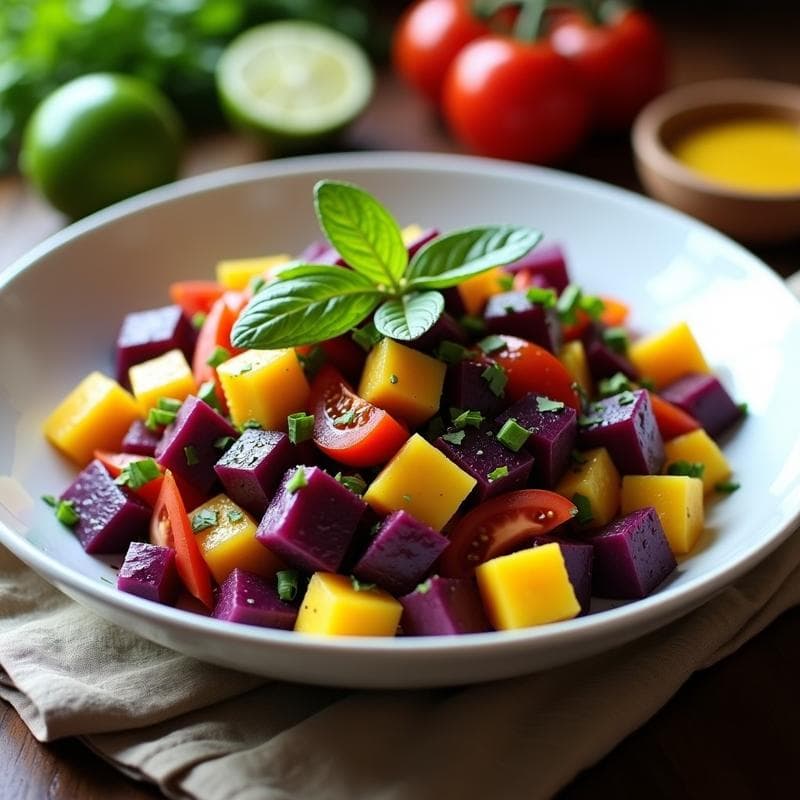 Ensalada Morada de Papa y Camote Peruana: Receta Auténtica y Nutritiva en 20 Minutos