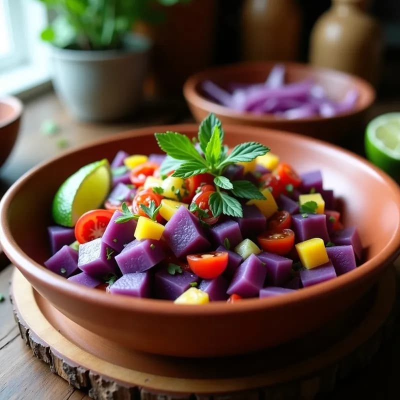 Ensalada Morada Peruana: Receta Auténtica con Papa Lila y Ají Amarillo