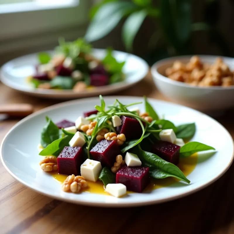 Ensalada Morada de Remolacha y Queso de Cabra: Receta con Nueces y Vinagreta de Miel en 10 Minutos