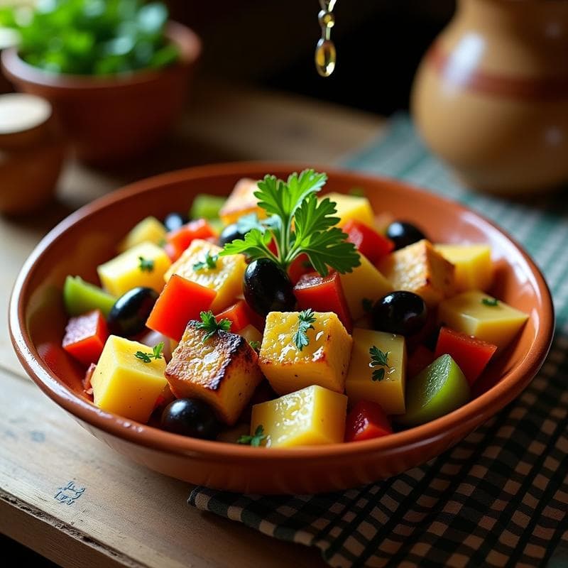 Ensalada Morena Conventual con Tofu Ahumado: Receta Tradicional Andaluza en 25 Minutos