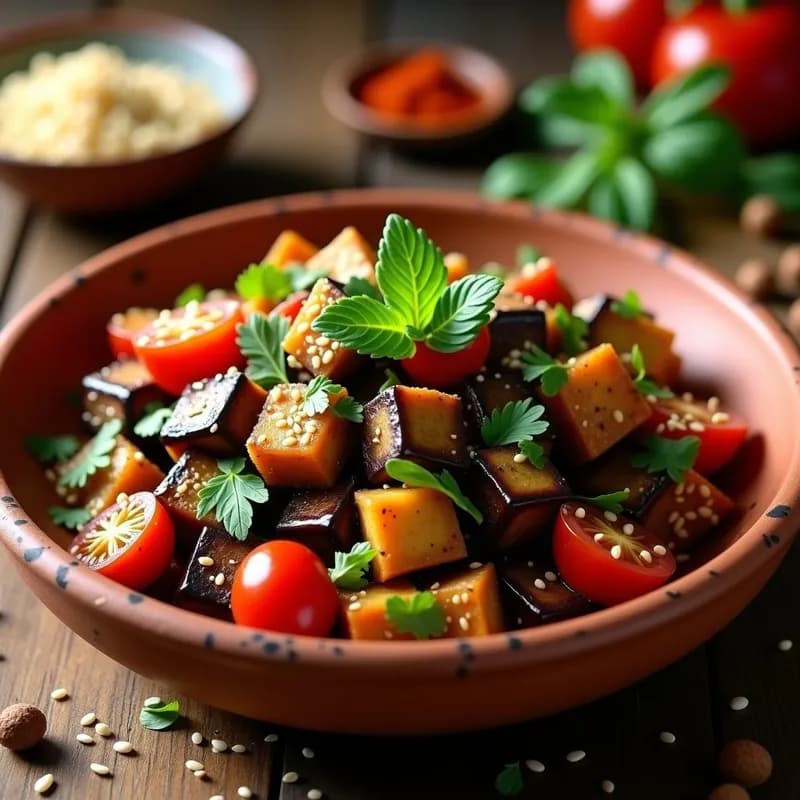 Ensalada Marroquí de Berenjena Asada: Receta Sin Horno y Alta en Fibra